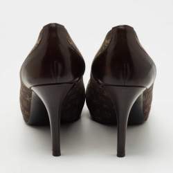 Pre Owned Louis Vuitton Brown Canvas and Patent Judy Pumps Size 38