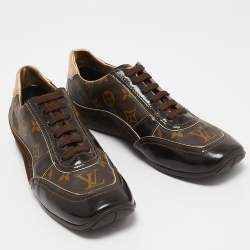 Louis Vuitton Brown Monogram Canvas and Suede Globe Trotter Sneakers Size 41