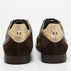 Louis Vuitton Brown Monogram Canvas and Suede Globe Trotter Sneakers Size 41