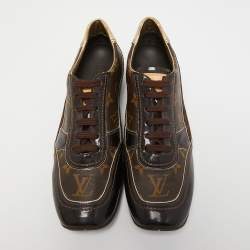 Louis Vuitton Brown Monogram Canvas and Suede Globe Trotter Sneakers Size 41