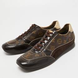 Louis Vuitton Brown Monogram Canvas and Suede Globe Trotter Sneakers Size 41