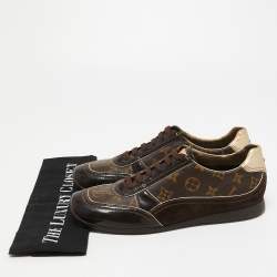 Louis Vuitton Brown Monogram Canvas and Suede Globe Trotter Sneakers Size 41