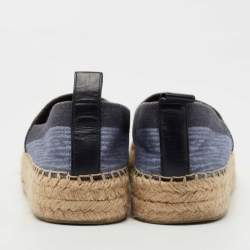 Pre Owned Louis Vuitton Navy Blue Denim Espadrille Flats Size 38