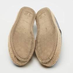 Pre Owned Louis Vuitton Navy Blue Denim Espadrille Flats Size 38