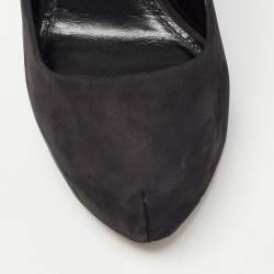 Pre Owned Louis Vuitton Black Nubuck Leather Mary Jane Platform Pumps Size 40