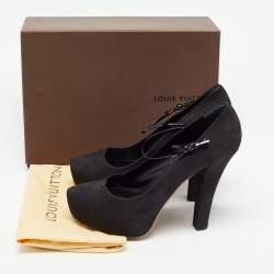 Pre Owned Louis Vuitton Black Nubuck Leather Mary Jane Platform Pumps Size 40