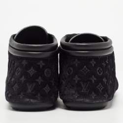 Louis Vuitton Black Monogram Suede Lace Up Sneakers Size 38