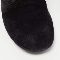 Louis Vuitton Black Monogram Suede Lace Up Sneakers Size 38