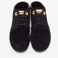 Louis Vuitton Black Monogram Suede Lace Up Sneakers Size 38