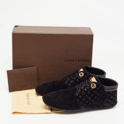 Louis Vuitton Black Monogram Suede Lace Up Sneakers Size 38