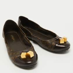 Louis Vuitton Brown Monogram Canvas and Leather Lovely Ballet Flats Size 37