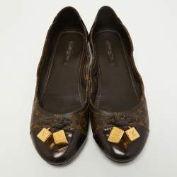 Louis Vuitton Brown Monogram Canvas and Leather Lovely Ballet Flats Size 37