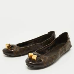 Louis Vuitton Brown Monogram Canvas and Leather Lovely Ballet Flats Size 37
