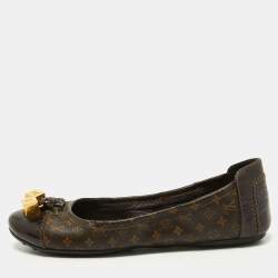 Louis Vuitton Brown Monogram Canvas and Leather Lovely Ballet Flats Size 37