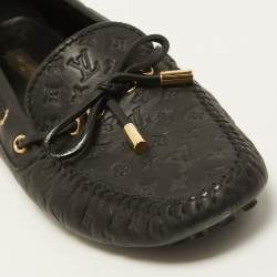 Pre Owned Louis Vuitton Black Leather Gloria Loafers Size 38
