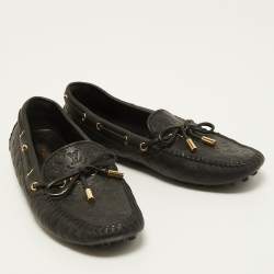 Pre Owned Louis Vuitton Black Leather Gloria Loafers Size 38