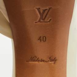 Pre Owned Louis Vuitton Off White Patent Leather Bow Peep Toe D'orsay Pumps Size 40