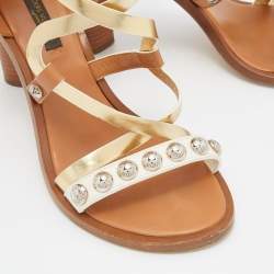 Louis Vuitton Multicolor Leather Ankle Strap Sandals Size 38