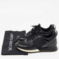 Louis Vuitton Black Leather and Mesh Run Away Sneakers Size 36.5