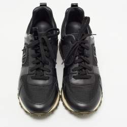 Louis Vuitton Black Leather and Mesh Run Away Sneakers Size 36.5