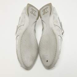 Louis Vuitton Metallic Silver Monogram Leather Sneakers Size 40
