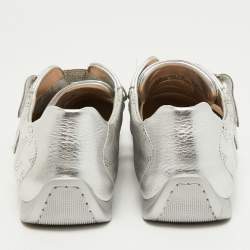 Louis Vuitton Metallic Silver Monogram Leather Sneakers Size 40