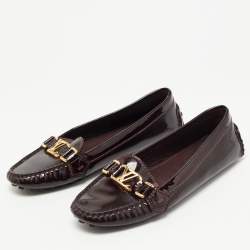 Pre Owned Louis Vuitton Burgundy Patent leather Oxford Loafers Size 39