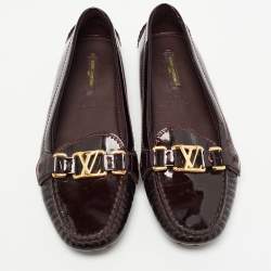 Pre Owned Louis Vuitton Burgundy Patent leather Oxford Loafers Size 39