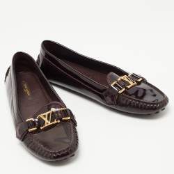 Pre Owned Louis Vuitton Burgundy Patent leather Oxford Loafers Size 39