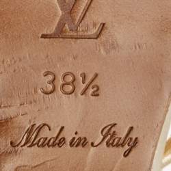 مملوكة مسبقًا Louis Vuitton Metallic Gold/Brown Leather Wedge Sandals Size 38.5   