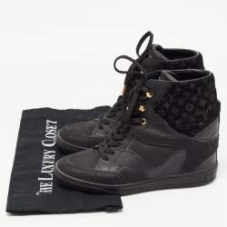 Louis Vuitton Black Nubuck Leather and Suede Cliff Sneakers Size 37