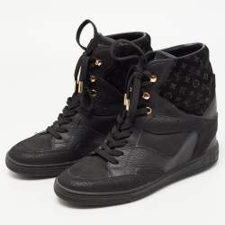 Louis Vuitton Black Nubuck Leather and Suede Cliff Sneakers Size 37