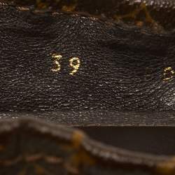 Pre Owned Louis Vuitton Brown Leather and Monogram Canvas Lovely Scrunch Ballet Flats Size 39