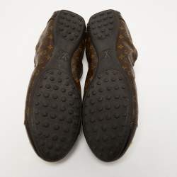 Pre Owned Louis Vuitton Brown Leather and Monogram Canvas Lovely Scrunch Ballet Flats Size 39