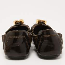Pre Owned Louis Vuitton Brown Leather and Monogram Canvas Lovely Scrunch Ballet Flats Size 39