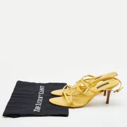 Pre Owned Louis Vuitton Yellow Patent Leather Strappy Slingback Sandals Size 38.5