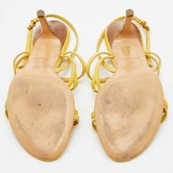 Pre Owned Louis Vuitton Yellow Patent Leather Strappy Slingback Sandals Size 38.5