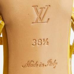 Pre Owned Louis Vuitton Yellow Patent Leather Strappy Slingback Sandals Size 38.5