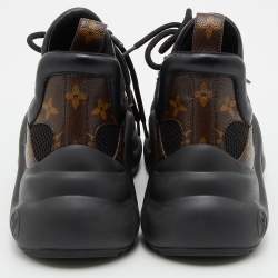 Louis Vuitton Black/Brown Neoprene/Leather and Monogram Canvas Archlight Sneakers Size 38