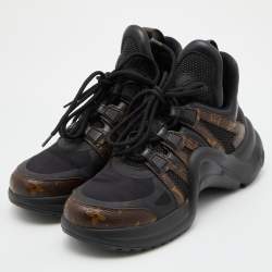 Louis Vuitton Black/Brown Neoprene/Leather and Monogram Canvas Archlight Sneakers Size 38