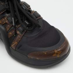 Louis Vuitton Black/Brown Neoprene/Leather and Monogram Canvas Archlight Sneakers Size 38