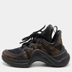 Louis Vuitton Black/Brown Neoprene/Leather and Monogram Canvas Archlight Sneakers Size 38