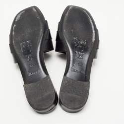 Louis Vuitton Black Leather Embellished Flat Slides  Size 36