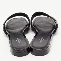 Louis Vuitton Black Leather Embellished Flat Slides  Size 36