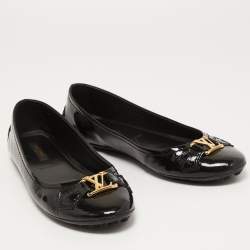 Pre Owned Louis Vuitton Black Patent Leather Oxford Loafers Size 38