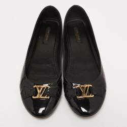 Pre Owned Louis Vuitton Black Patent Leather Oxford Loafers Size 38