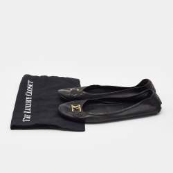 Pre Owned Louis Vuitton Black Leather Oxford Ballet Flats Size 41