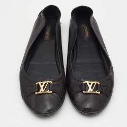 Pre Owned Louis Vuitton Black Leather Oxford Ballet Flats Size 41