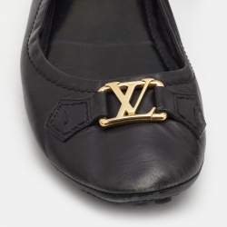 Pre Owned Louis Vuitton Black Leather Oxford Ballet Flats Size 41