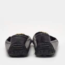 Pre Owned Louis Vuitton Black Leather Oxford Ballet Flats Size 41